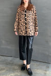 Women's Leopard Print Fleece Collar Knit Jacket