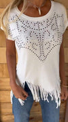 Women's Round Neck Fringe Top