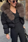 Women's Casual Hooded Short Fur Collar Cotton Coat