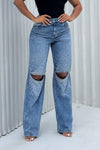 Women's Straight Jeans with Rivets and Rhinestones