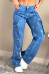 Women's Cool Glitter Hiking Pocket Jeans