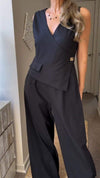 Women's V-neck Solid Color Button Casual Jumpsuit