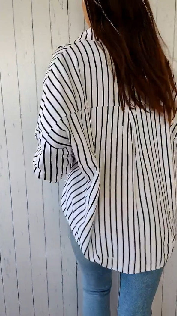 Lapel Striped Shirt