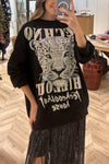 Women's Casual Round-neck Rhinestone Leopard Pullover Sweatshirt