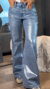 Women's Silver-embossed Casual Loose Flared Jeans