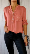 V-neck Sequin Design Top