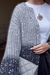 Women's Warm Sequin Gradient Knit Cardigan Jacket