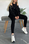 Women's Casual Solid Color Sweatshirt Three-piece Set