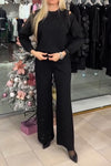 Women's Casual Off-shoulder Rhinestone Sweatshirt Two-piece Suit