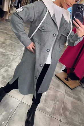 Women's Casual Hooded Twill Coat