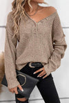 Women's Casual V-neck Solid Color Knitted Top