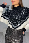 Women's Casual Contrast Color Sequined Sweater