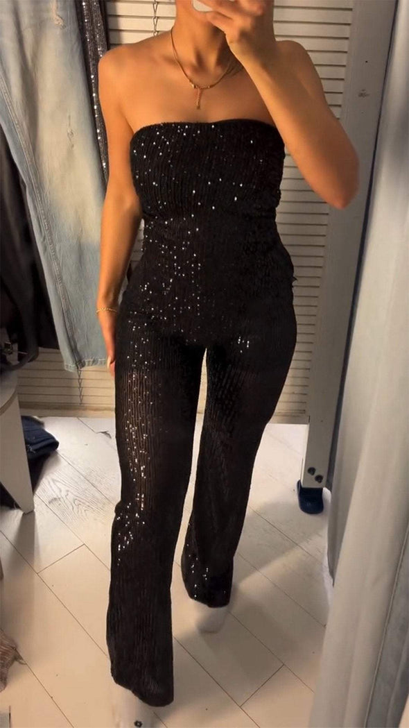 Women's Tube Top Sequined Tight Sexy Suit