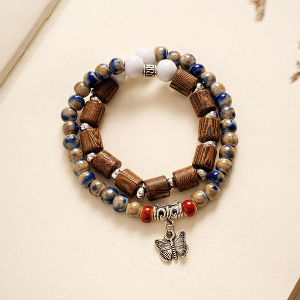 Glaze beads ceramic jewelry ethnic style bracelet