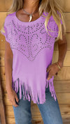 Women's Round Neck Fringe Top