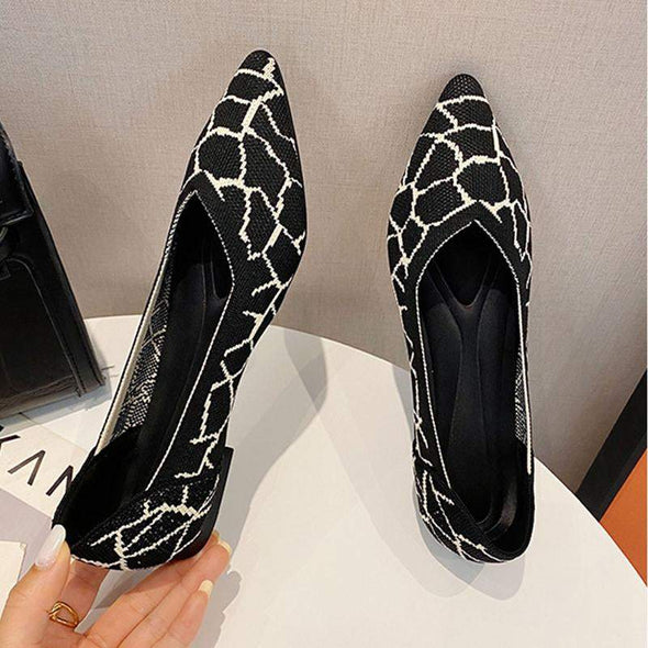 Cracked Star Pattern Flying Weave Shallow Flat Shoes