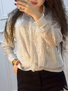 Women's Solid Color Sequined Shirt