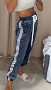 Women's Suede Striped Casual Pantsns