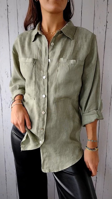 Cotton and Linen Solid Color Shirt