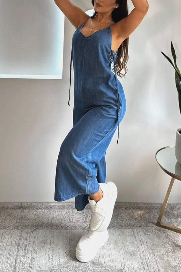 Women's Casual V-neck Suspender Jumpsuit