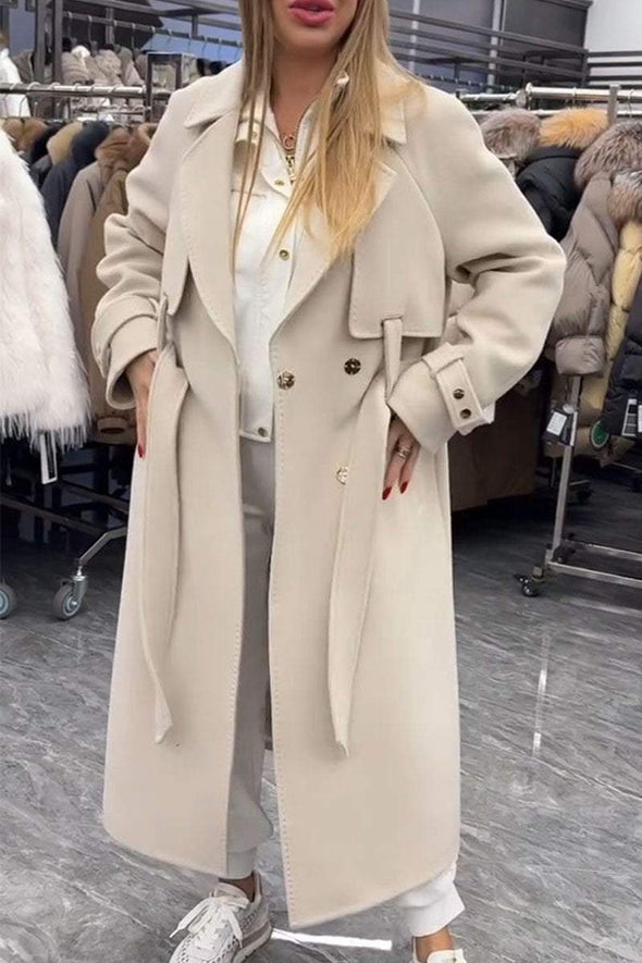 Women's Solid Color Lapel Long Coat