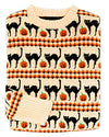 Women's Halloween Cat Print Cozy Knit Sweater