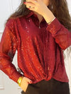 Women's Solid Color Sequined Shirt