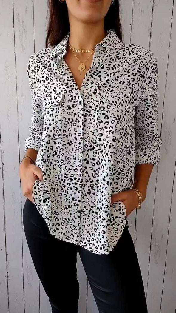 Lapel Single-breasted Spotted Printed Shirt