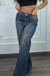 Women's Casual Rhinestone Straight Jeans