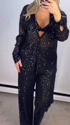 Women's Shiny Sequined Casual Three-piece Suit