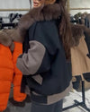 Women's Fur Patchwork Contrast Color Casual Coat