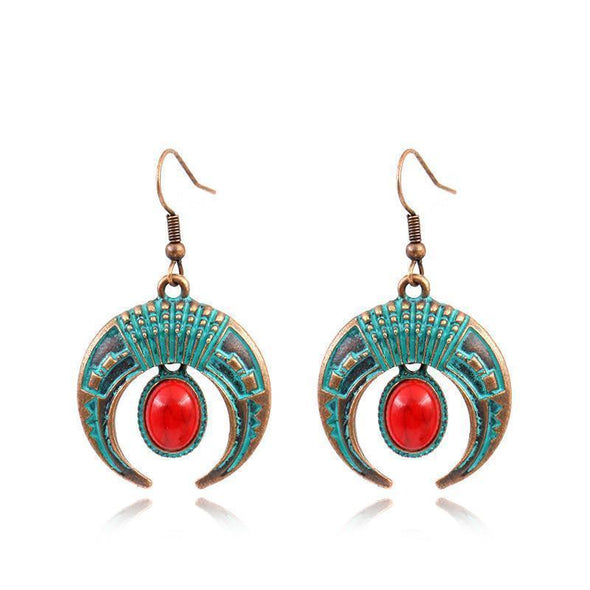 Crescent Simple Personality Accessories with Turquoise Earrings