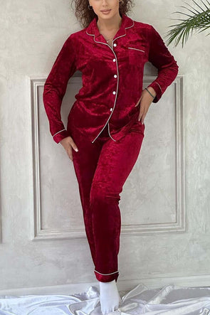 Women's Casual Home Solid Color Pajamas Set