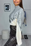 Women's Casual Contrast Color Sequined Sweater