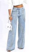 Women's Pearl Hot Diamond Fashion Straight Jeans