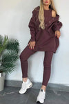 Women's Casual Solid Color Sweatshirt Three-piece Set