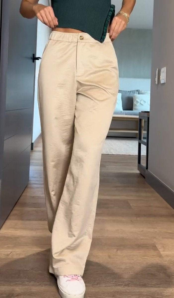 Women's Casual Floor-length Straight Satin Pants