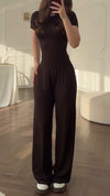 Women's Round Neck All-match Solid Color Comfortable Casual Suit