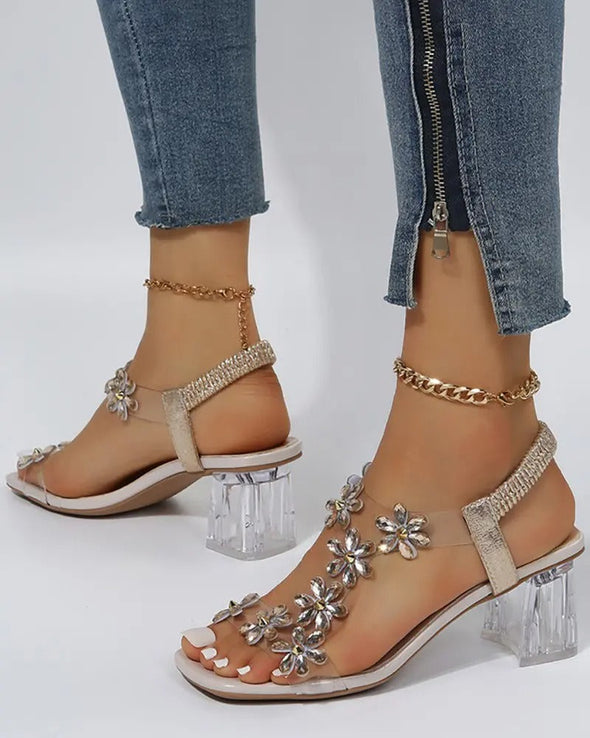 women's summer strappy sandals rhinestone high heels