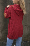 Women's mid-length hooded knitted sweater cardigan