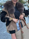 Women's Fur Patchwork Contrast Color Casual Coat