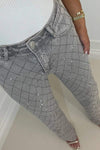 Women's Elegant And Fashionable Diamond Denim Trousers