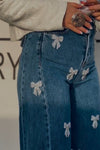 Women's Casual Bow Embellished Denim Trousers