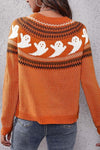 Women's Halloween Ghost Retro Polka Dot Long Sleeve Knitted Sweater