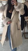 Women's Fur Lapel Long Leather Coat