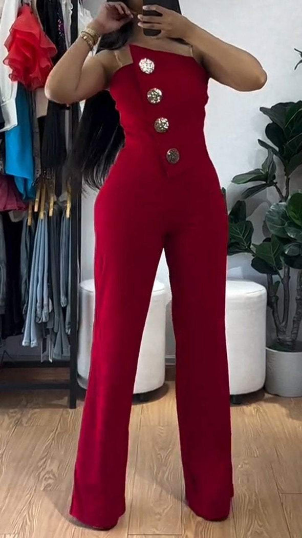 Women's Tube Top Button Slim Fit Suit