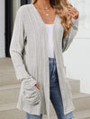 Women's Casual Solid Color Pit Long Sleeve Pocket Cardigan