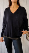 Knitted V-neck Long-sleeved Casual Top