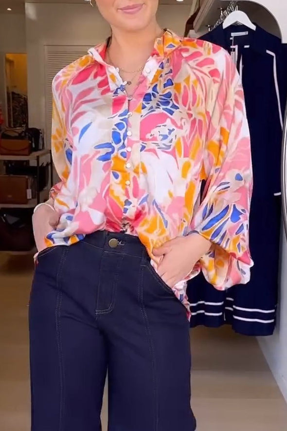 Floral long-sleeve blouse