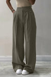 Women's Fashion Solid Color Irregular Waist Wide Leg Pants